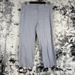 J Jill Linen Stretch Pants Womens Size 12 Gray Striped Cropped Hippie‎ Comfort